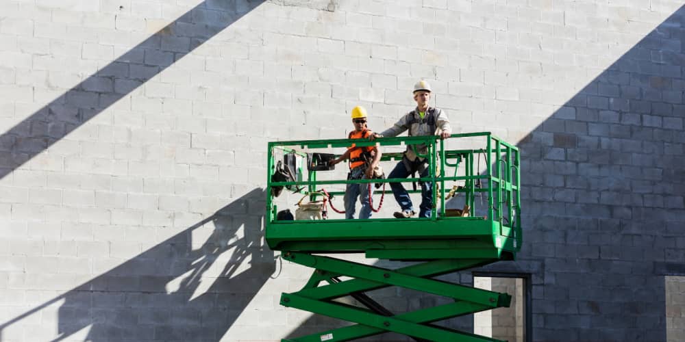 Construction Workers on Scissor Lift